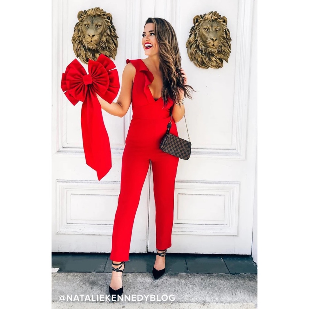 Lulus Leilani Red Ruffled Jumpsuit Large - Picture 5 of 14